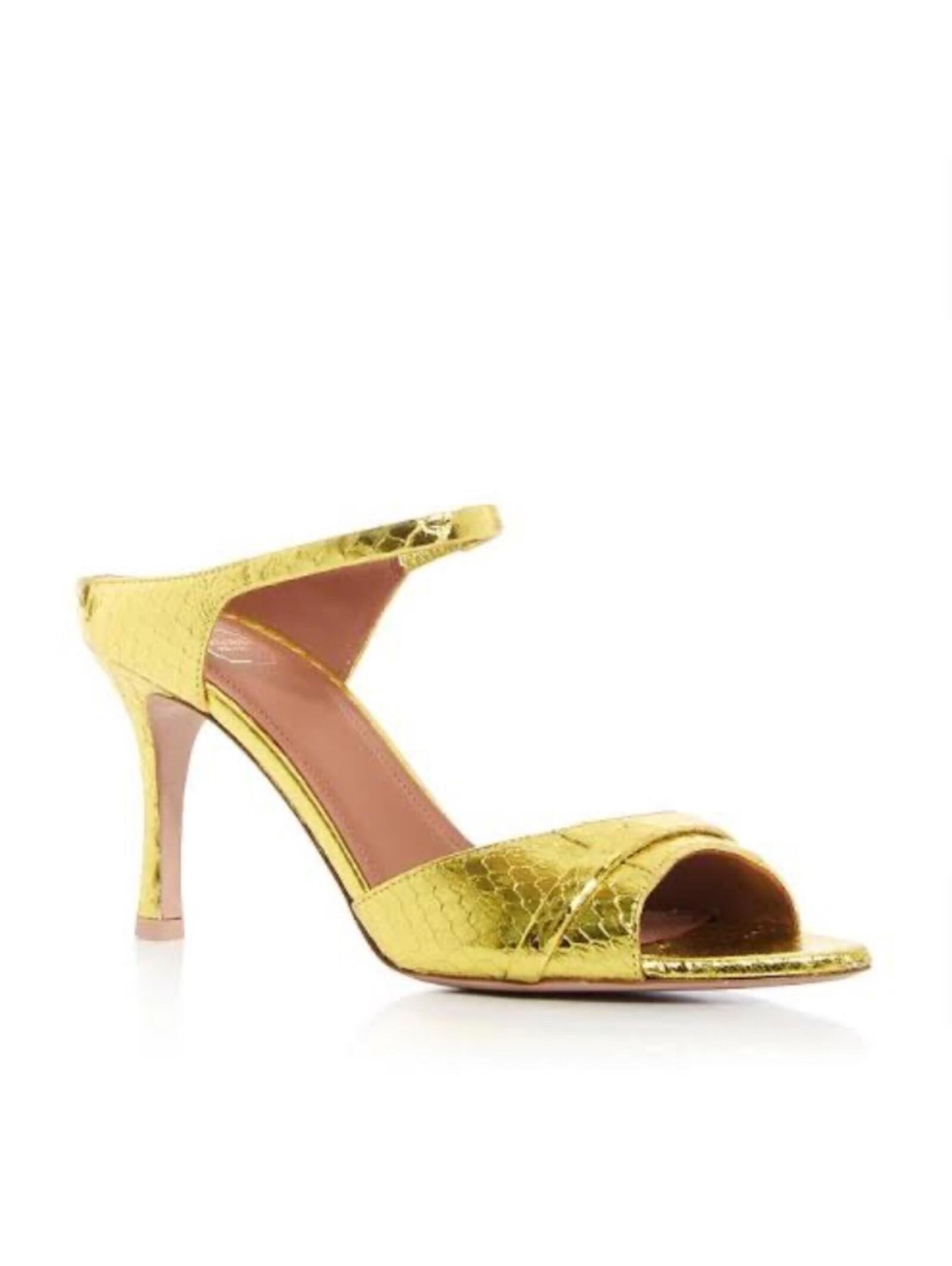 Malone Souliers Una Croc Embossed High Heel Slide Sandals